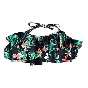 Cute Tropical Flowing Ruffle Swim Suite Top 34 - 36